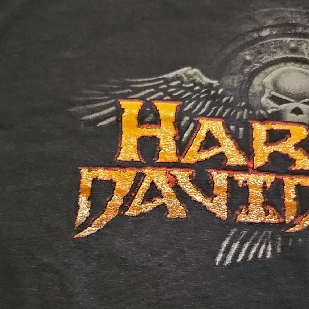 Harley-Davidson Black Orange Tee Shirt Motorcycle Skull 2003 Evil Large Biker - Picture 6 of 7